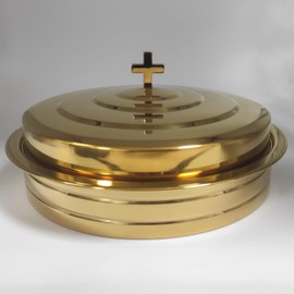 Communion Holy Wine Serving Cup Tray with Cover, Stainless Steel Brass Color Communion Tray Set with 160pcs Disposable Cups for Churches Supplies