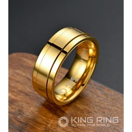 King Ring 8mm Ultra Polished Gold Spinner Ring – Premium Shiny Flat Stainless Steel Fidget Ring for Men & Women K15 – Gold 12