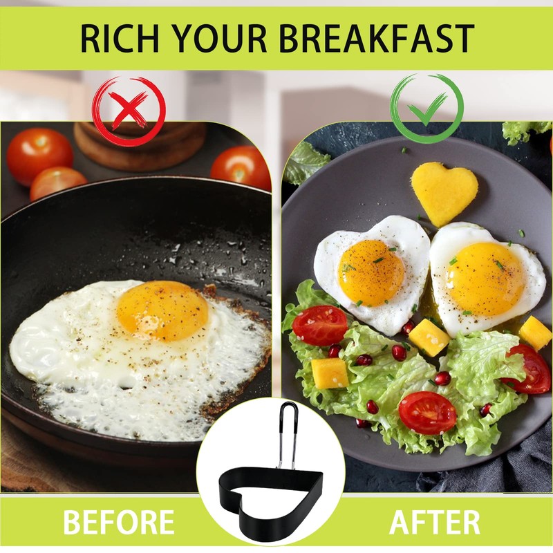 6 Pack Eggs Rings, Stainless Steel Egg Cooking Rings, Round