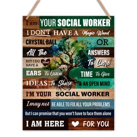 Social Worker Wooden Sign Wall Decor, Social Worker Gift, Farmhouse I Am Your Social Worker Wood Plaque Sign Hanging Home Office Door Wall Decoration 8 X 10 Inch