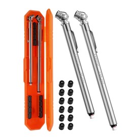 AstroAI AstroAI Pencil Tire Pressure Gauge 2 Pack (10-75PSI, 10-120PSI 2% Span), Valve Caps with Case, Stainless Steel Body, and Metal Made Nozzle 3 Measurements for Cars, Bikes, Vehicles, Pickups