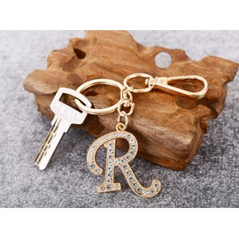 AlphaAcc Keychain for Women Purse Charms for Handbags Crystal Alphabet Initial Letter Pendant with Key Ring,Letter R