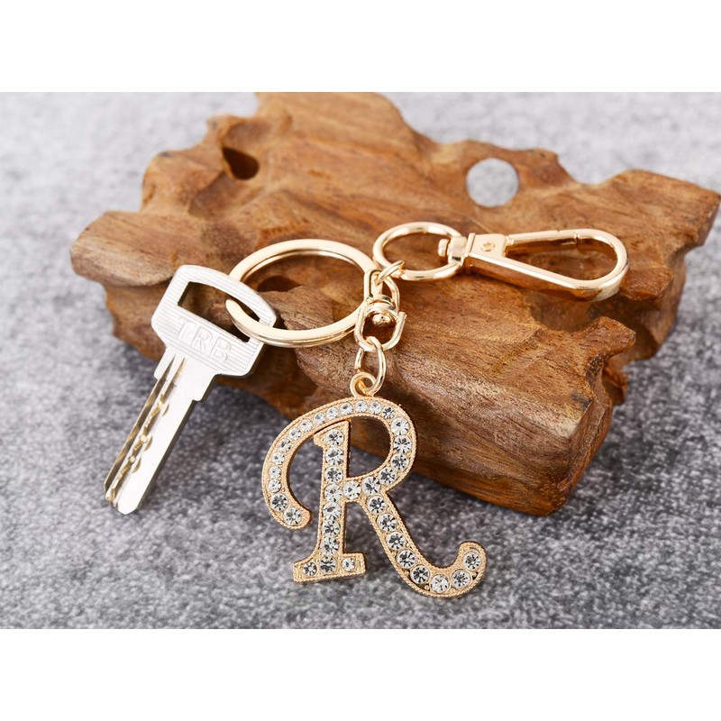 AlphaAcc Keychain for Women Purse Charms for Handbags Crystal Alphabet