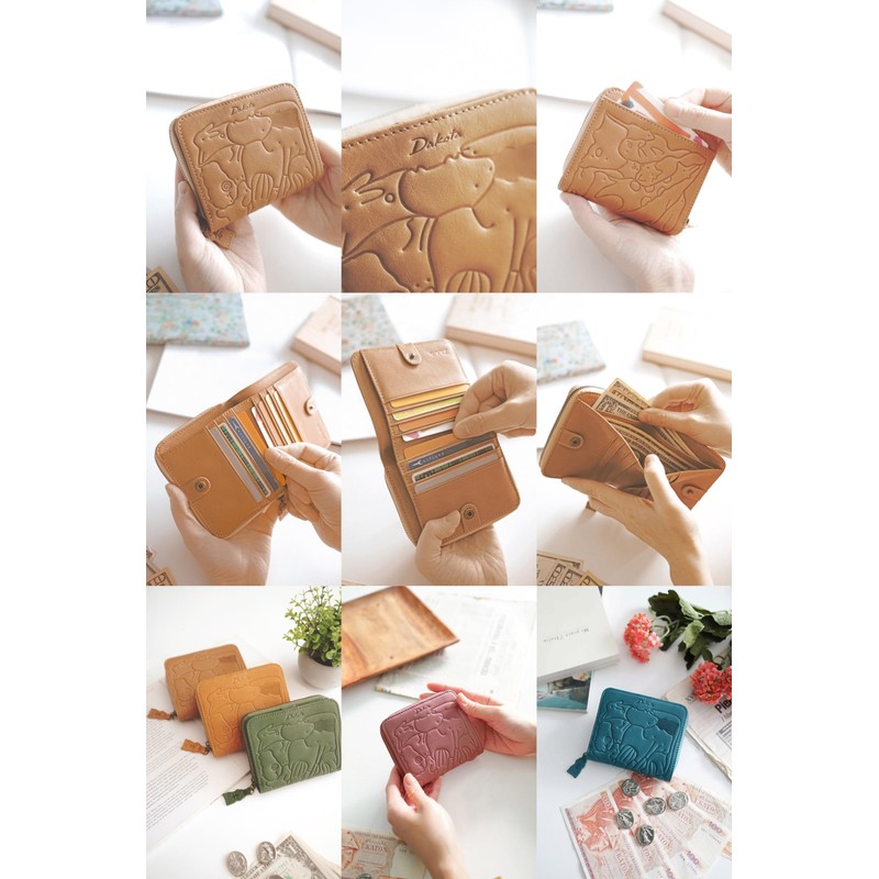 Dakota DA-30190 Women's Bifold Wallet, Round Zipper, Genuine Leather, green