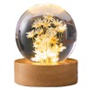 MCHERRY Preserved Yellow Daisy Crystal Ball Night Light,3D Crystal Ball