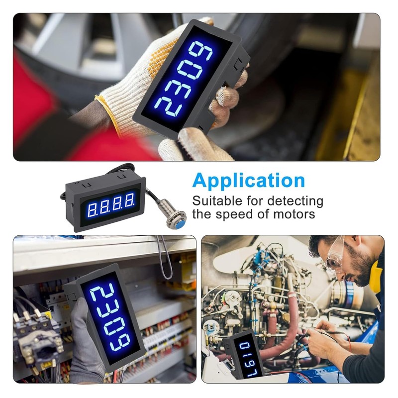 EEEkit 4 Digital Blue LED Tachometer, RPM Speed Meter Digital