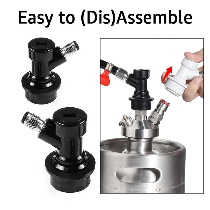 MRbrew 2 Pcs Ball Lock Disconnect with Stainless Steel 1/4''