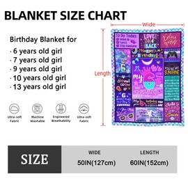 Robadyme 13 Year Old Girl Birthday Gift Ideas Throw Blanket, 13th Birthday Gifts for Girls, Happy 13th Birthday Decorations, Best Birthday Gifts for 13 Year Old Girls Daughter Bestie Sister 50" x 60"