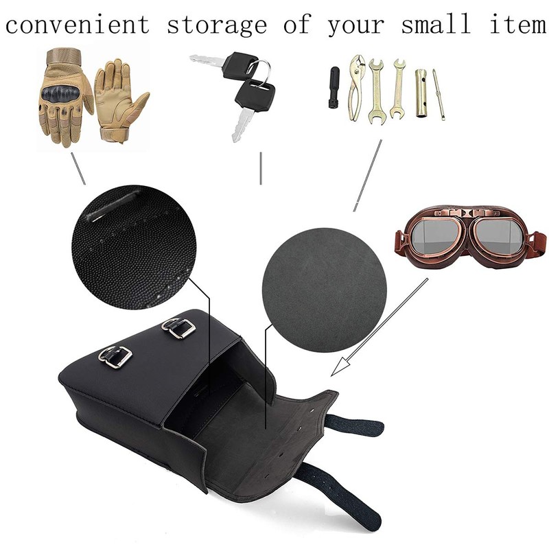 Motorcycle PU Leather Saddle Bag Universal Motorcycle Tool Bags (Right)
