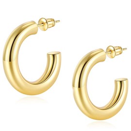 Gold Hoops Earrings For Women Chunky Gold Open Hoop Earrings Gold Earrings 14k Gold Earrings Hypoallergenic Hoop Earrings Gold Chunky Hoops Dangle Statement Dangle Earrings For Women Girls