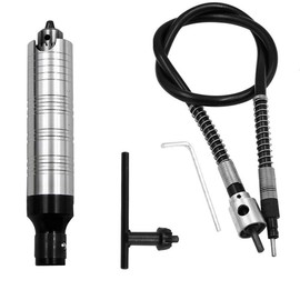 0.3-4mm Flex Shaft adapter Attachment, Flexible Drill Extension Cable Chuck for Compatible Rotary Grinder Tool with Wrench (Rubber flexible shaft, 0.3-4mm, Silver)