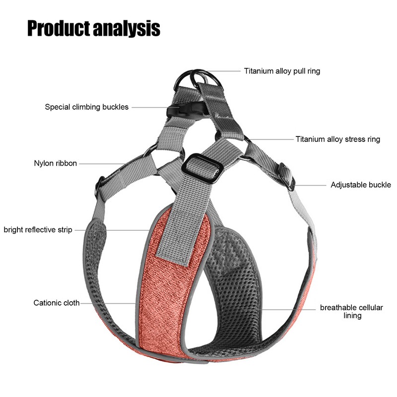 Pet Leash Vest Reflective Harness Adjustable Breathable Cat Dog Outdoor