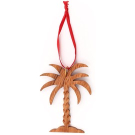Palm Tree Ornament (3.25”) – Olive Wood Christmas Ornament Decoration for Christmas Tree – Hanging Palm Tree Decor – Fair Trade Handmade Ornaments - Small Christmas Tree Ornaments
