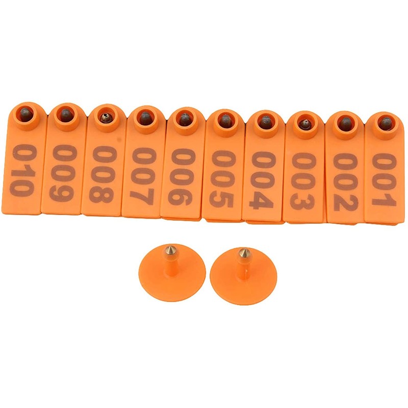ANCLLO 100 Pack Pig Ear Tags Orange Medium Plastic Livestock