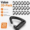 20Pcs Plastic Carabiner Clips, 1 Inch, Black Triangle Snap Hooks