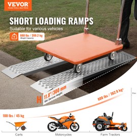 VEVOR Aluminum Ramps, 880 LBS Capacity 47.2" x 8.5" Loading Ramps for Motorcycle, Dirt Bike, Trailer, ATV, UTV, Garden Tractor and Lawn Mower, 2PCS