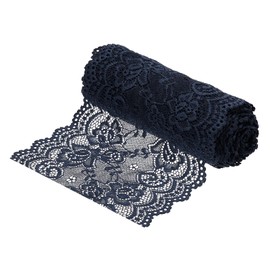 MECCANIXITY 6 Inch Wide 5 Yard Lace Ribbon Floral Pattern Navy Lace Trim Ribbon for Sewing Making, and DIY Crafts, Gift Wrapping, Bouquets, Wedding Decor