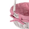 Traditional White Round Willow Gift Basket with Pink and White