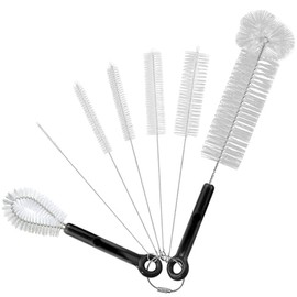 U Chef Juego de 7 Cepillos para Lavar Botellas y Limpiador de Popotes Largos, Kit de Escobillones de 30 cm para Biberones, Termos y Cuellos Estrechos, Cerdas de Nylon y Acero Inoxidable Flexibles