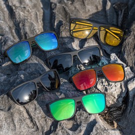 MAXJULI Polarized Sunglasses for Men, Sports Driving Fishing Light Frame UV400 Protection Square Sun Glasses 8135（Yellow+Yellow）