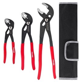 NAUKII 3piece Water Pump Pliers Set 8/10/12 inch Groove Joint Pliers Set Non-Slip Grip Precision Clamping Plumbing Lock Plier for Repairs Quick Release Adjustable Plier Set