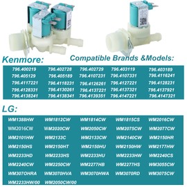 Upgraded 5220FR2075L (Cold), 5220FR2006H (Hot) Washer Water Inlet Valve Replacement for LG & Kenmore Washers, Compatible with 5221ER1003A 5220FR2006L 5221ER1003C 5220FR2006Q 5221ER1003D etc.