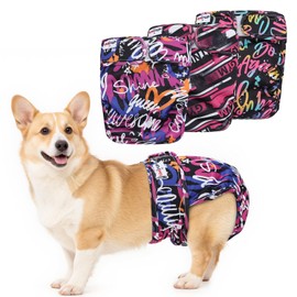 UNIPUP Female Dog Diapers Reusable No Tail Hole Period Panties Washable 3 Pack Diapers Female for Docked-Tail Frenchie French Bulldog Boston Terrier Without Tail U-WWD01M