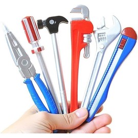 CHUNLINLAODA 6 PCS Novelty Tool Pens Set Tool Pens Set Novelty Black Ink Ballpoint Pen 0.5MM Ballpoint Writing Pen Black Ink Tool Moderling for School Office Student Supplies Different Shapes (Blue)