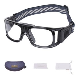 SooGree Gafas deportivas para hombres y mujeres, gafas de sol protectoras polarizadas deportivas para ciclismo (marco negro almohadilla negra), absorción de golpes antivaho con correa ajustable