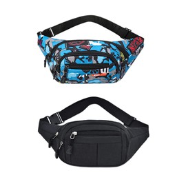 Pack of 2 Bum Bag Children, Bum Bag Camouflage Belt Bag Kids Boys Teenagers Waist Bag Nylon Money Belt for Men Children Boys Running Hiking Travel Sports Doggy Bag, blue, /