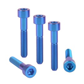 VAMUOEFL Titanium Bolts M6x35mm Allen Hex Head for Bicycle Headset Stem Top Cover Screws 5Pcs Blue