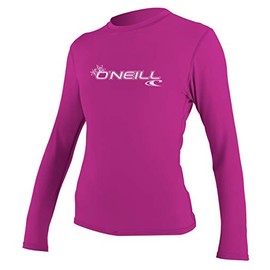 O'Neill Wetsuits Women's Basic Skins Long Sleeve Rash Vest, Fox Pink, L UK