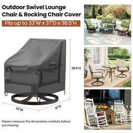 Mrrihand Outdoor Swivel Lounge Chair Cover Waterproof, 2 Pack Heavy Duty Patio Rocking Chair Covers for Outdoor Furniture, 33" W×37" D×38.5" H, Black