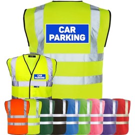 Corporate Togs CAR PARKING Printed Hi-Vis Vest - Safety Vest with Reflective Bands & Braces, Fully EN471 Health & Safety Compliant Vest | Safety Tabard