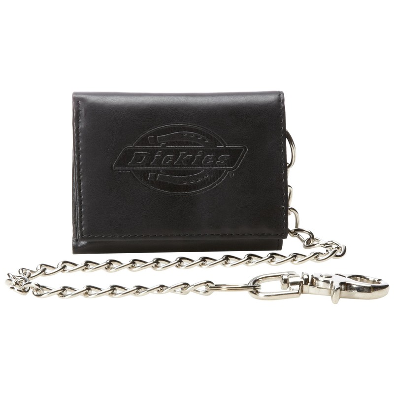 Dickies Men's Leather Chain Wallet - High Security Trifold With