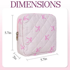 AMZMA Small Floral Quilted Makeup Bag, Coquette Aesthetic Travel Toiletry Organizer for Women, Lightweight Cotton Cosmetic Pouch