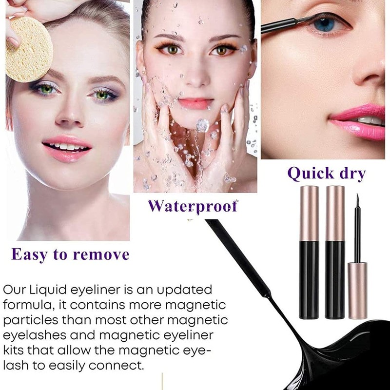 FEITA Upgraded Magnetic Eyelashes Kit with Eyeliner - 10 Pairs
