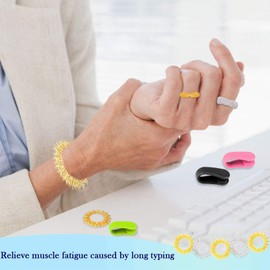 Pack of 16 Acupressure Clip Hand Massager Acupressure Ring, Hand Clip, Migraine Clip, Finger Massage Ring, Anti-Stress Ring for Anxiety Patients, Work Pressure (4 Acupressure Clip 12 Acupressure Ring)