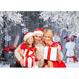 CYLYH 7X5 FT Christmas Wood Wall Photography Banner Backdrop Winter Holiday Snowflake Xmas Tree Wood Floor Background Party Supplies Decor Photoshoot Studio Booth Props