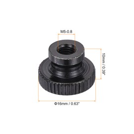 sourcing map Knurled Thumb Nuts, 10Pcs M5 x 16 x 10mm Carbon Steel Knurled Nut, Adjusting Round Knobs Fasteners Nuts for 3D Printer Parts, Black