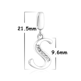 925 Sterling Silver Charm Pendant A to Z Clear CZ 26 Letter Alphabet Bead Charms Fit Bracelets Necklace Pendant Jewelry (S)