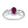 10k White Gold Oval Ruby And Diamond Curve Ring (Size