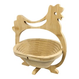 GMMH Foldable Basket Bamboo Decorative Bowl, Fruit Bowl, Wood Chicken 6