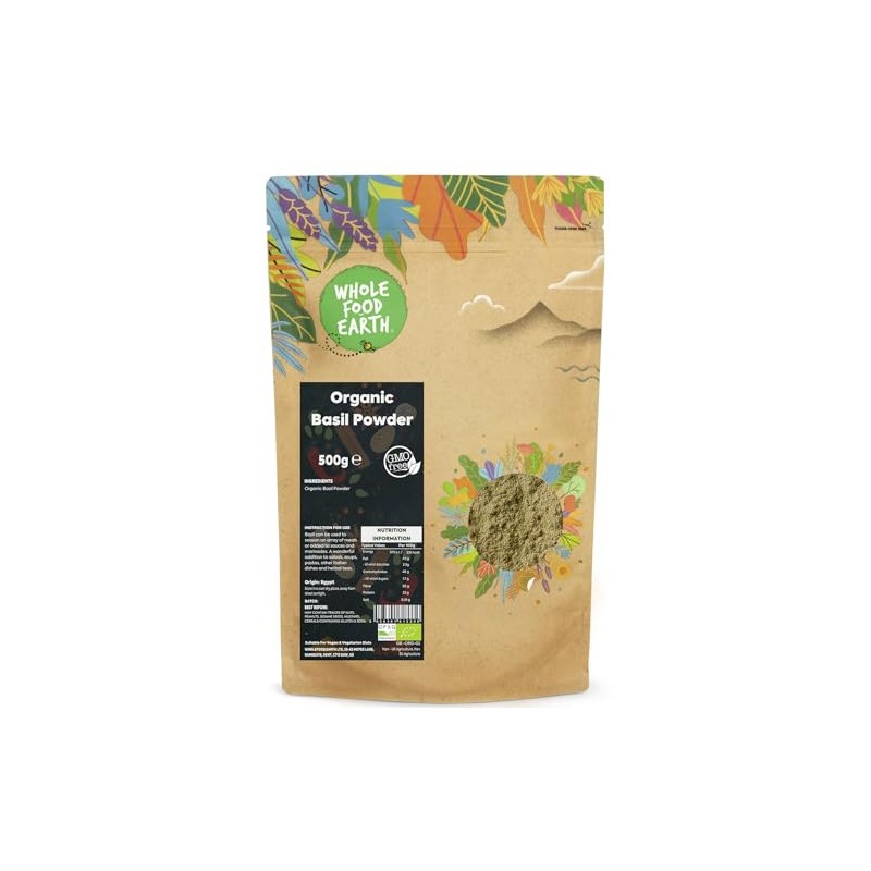 Wholefood Earth Organic Basil Powder - 500g | GMO Free