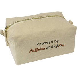 'Powered by Caffeine and Chaos' Canvas Wash Bag/Makeup Case (CS00041529)