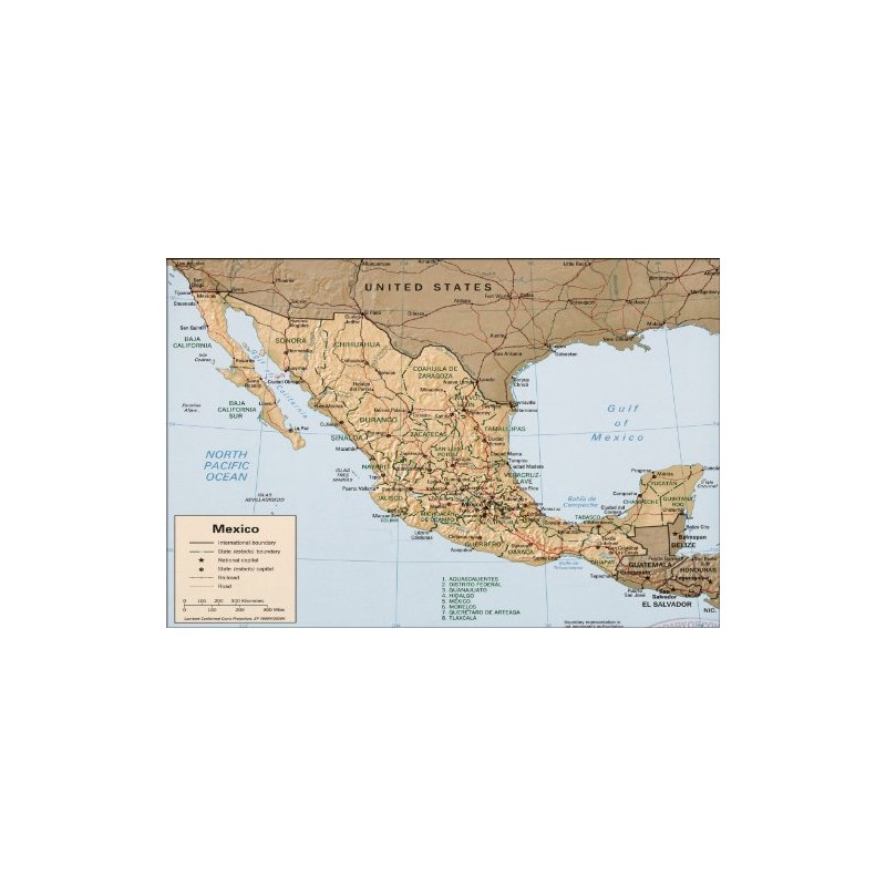 24"x36" Gallery Poster, cia map of Mexico 1997