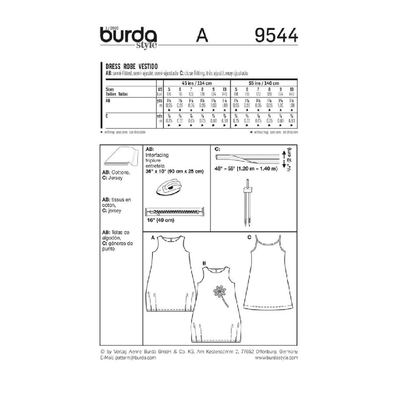 Burda B9544 Dress Sewing Pattern 19 x 13 cm