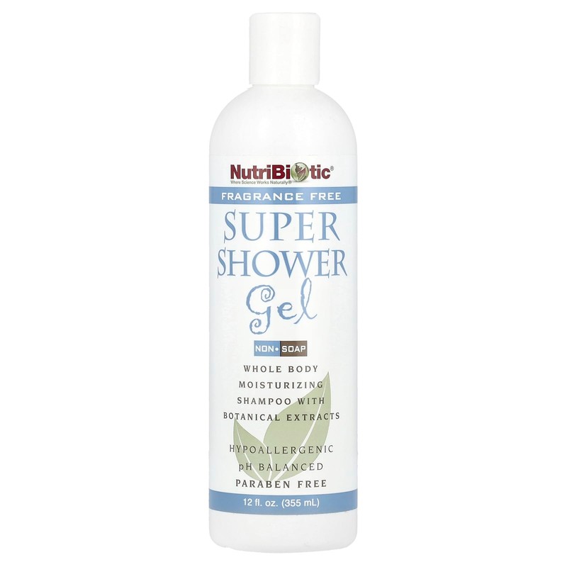 Nutribiotic Super Shower Gel, Fragrance Free, 12 Fluid Ounce by