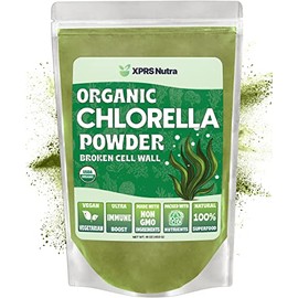 XPRS Nutra Organic Chlorella Powder - Broken Cell Wall Chlorophyll Powder - Chlorella Organic Powder for Immunity - Vegan Friendly Chlorella Powder Organic for Complete Protein