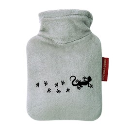 Huuraa Taschenwärmer Gecko Tapsen Geschenk 0,2 Liter Grey Mini Veloursbezug Gecko Geschenkidee